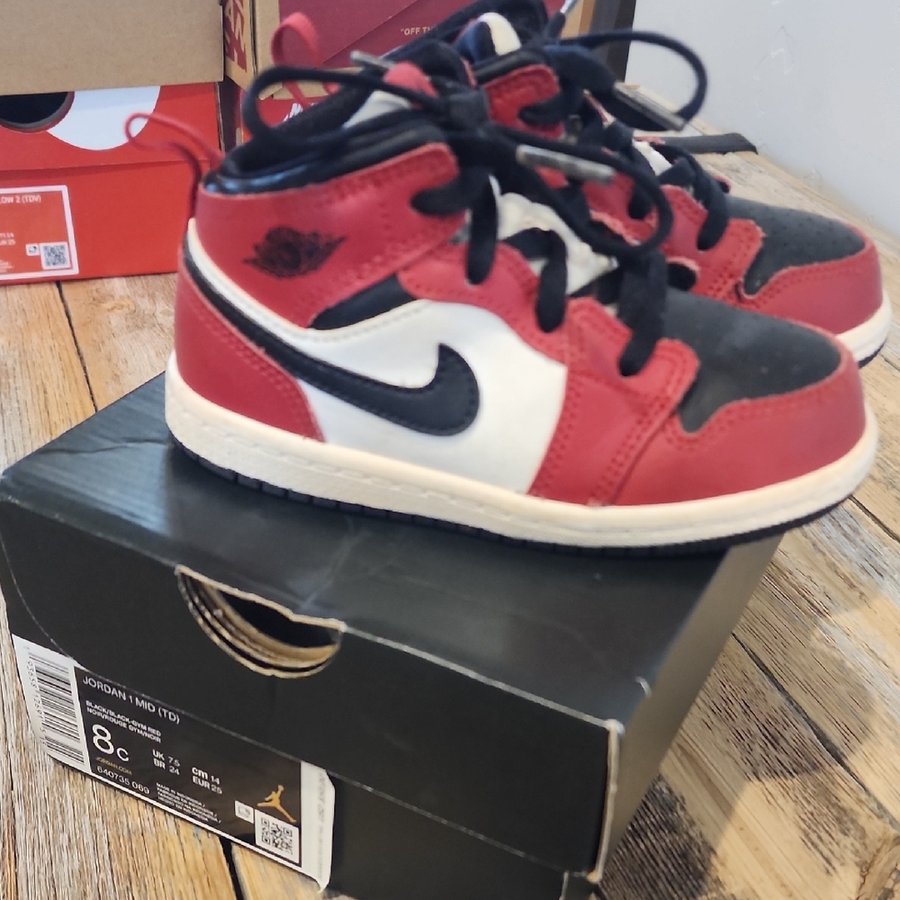 Jordan Nike Kids Red and Black Sneakers